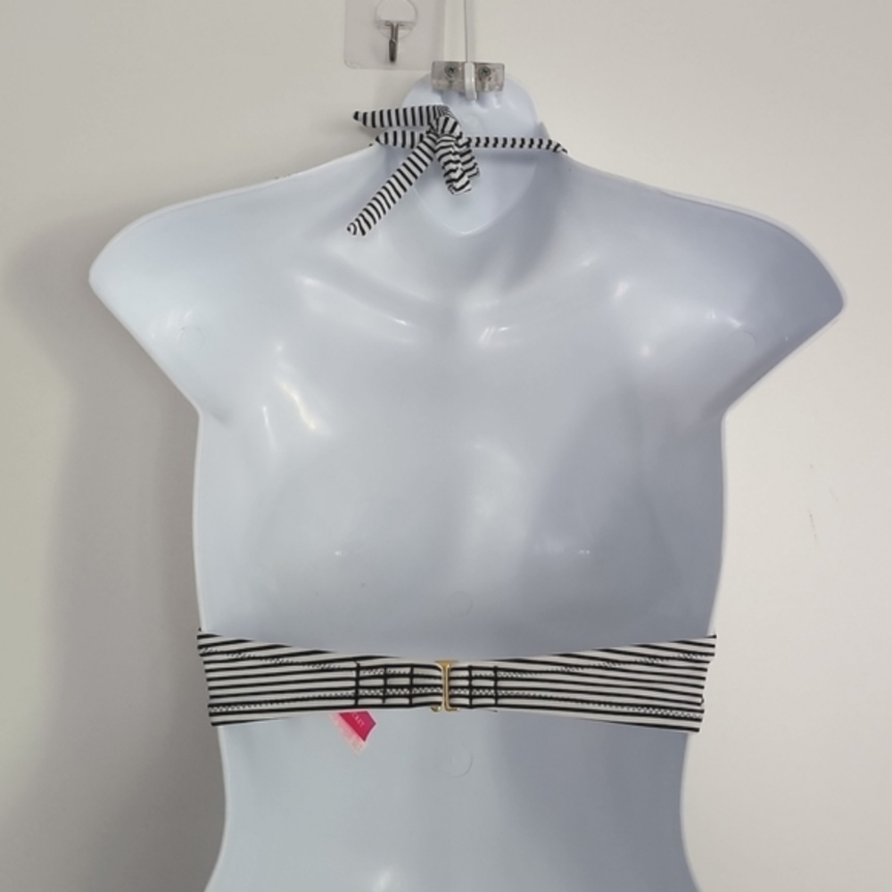 Victoria's Secret Floral Eyelet Bombshell Push Up Halter Bikini Top Stripes 32B - Picture 11 of 11